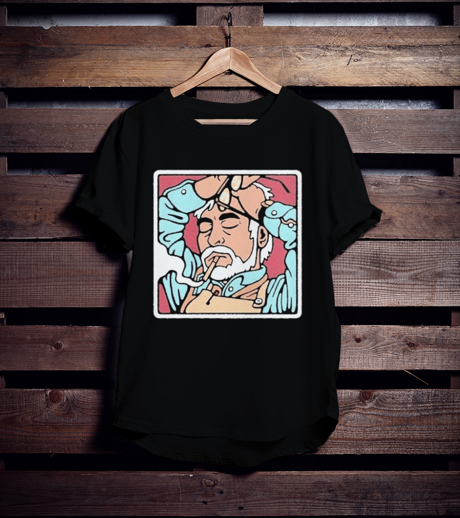 Drew Wise Tired Relaxed Bearded Figure With Pipe And Eyeglasses Japanese Ukiyo E T-Shirt