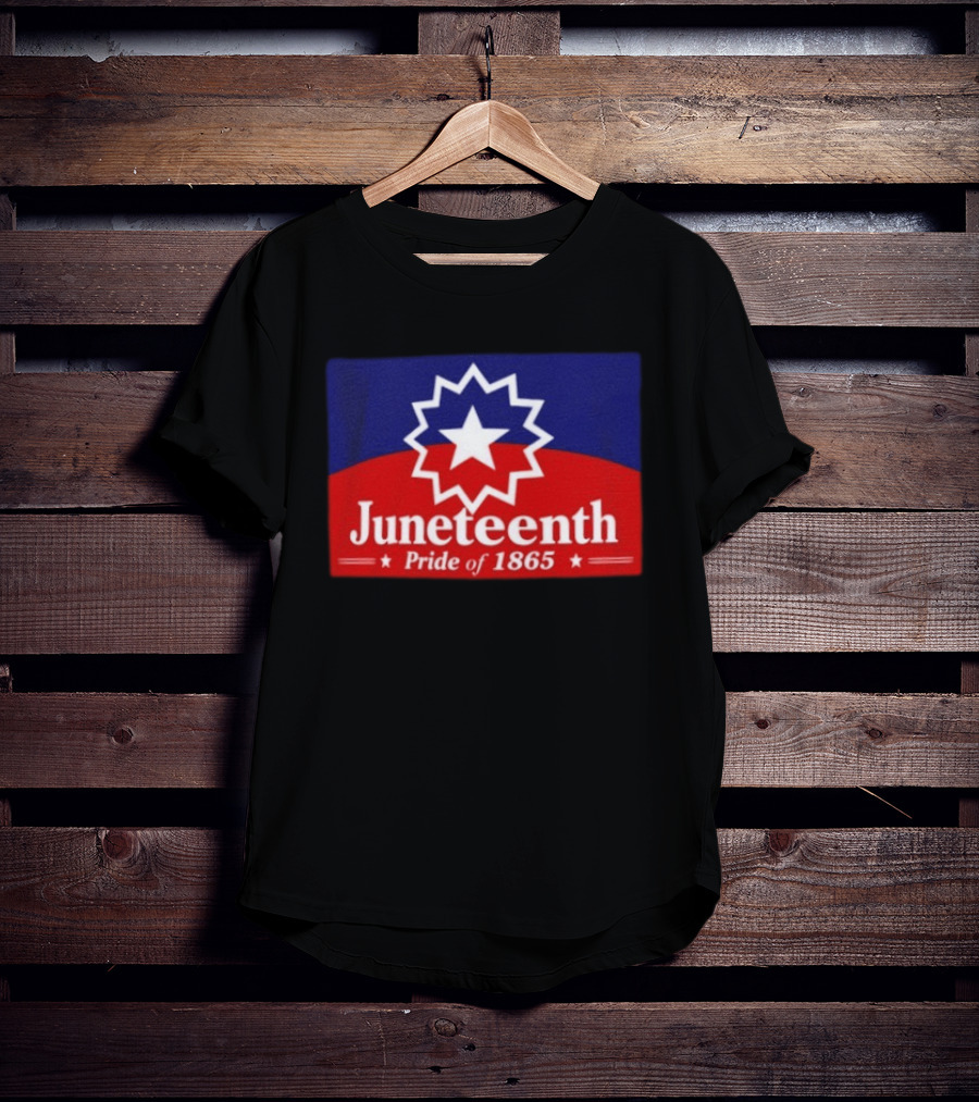 Juneteenth Pride Of 1865 Starburst Symbol On Red And Blue T-Shirt