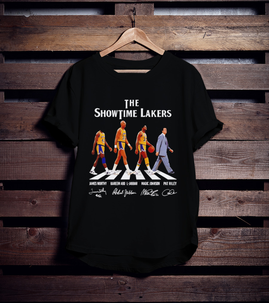 The Showtime Lakers James Worthy Kareem Abdul Jabbar Magic Johnson Pat Riley Abbey Road T-Shirt