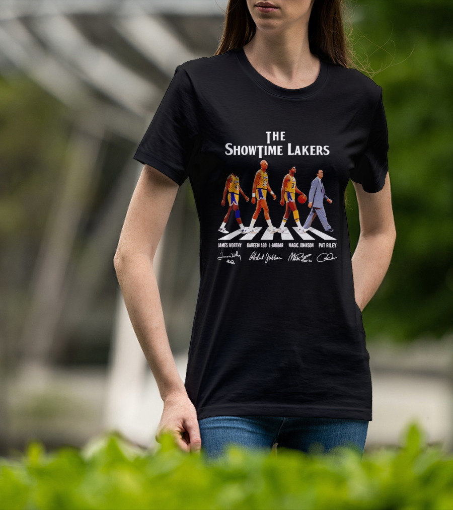 The Showtime Lakers James Worthy Kareem Abdul Jabbar Magic Johnson Pat Riley Abbey Road T-Shirt