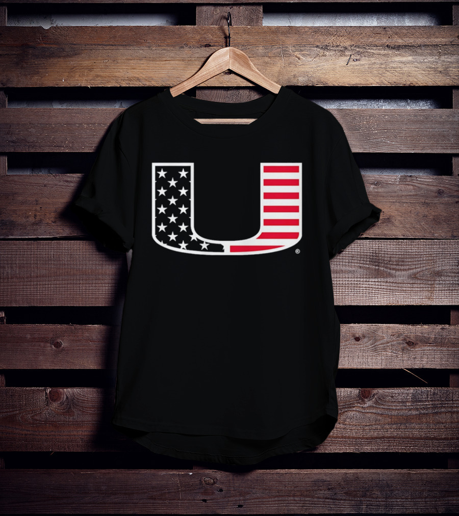 Stars And Stripes Miami Hurricanes U American Flag T-Shirt