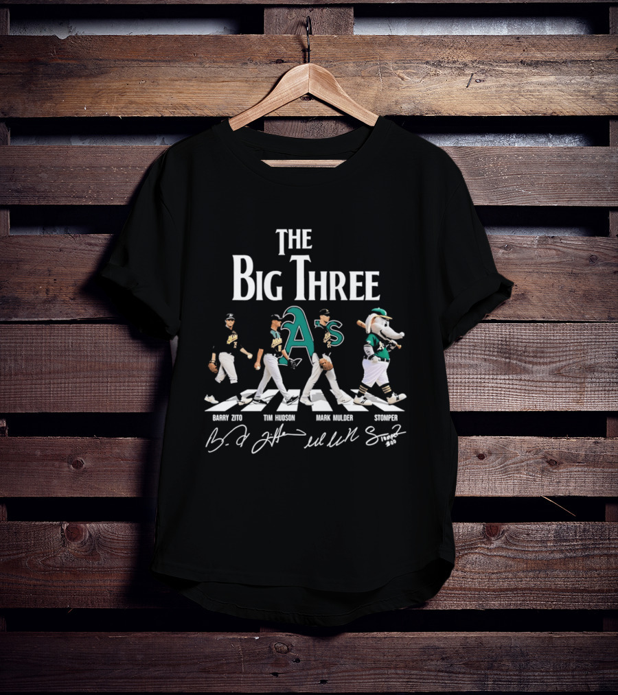 Oakland Athletics The Big Three Barry Zito Tim Hudson Mark Mulder Stomper Abbey Road T-Shirt