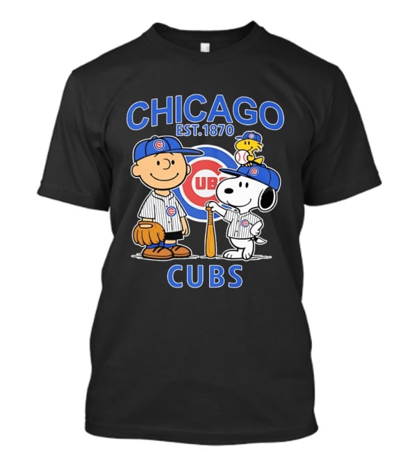 Peanuts Characters Snoopy Woodstock Charlie Brown Chicago Cubs Est 1870 T-Shirt