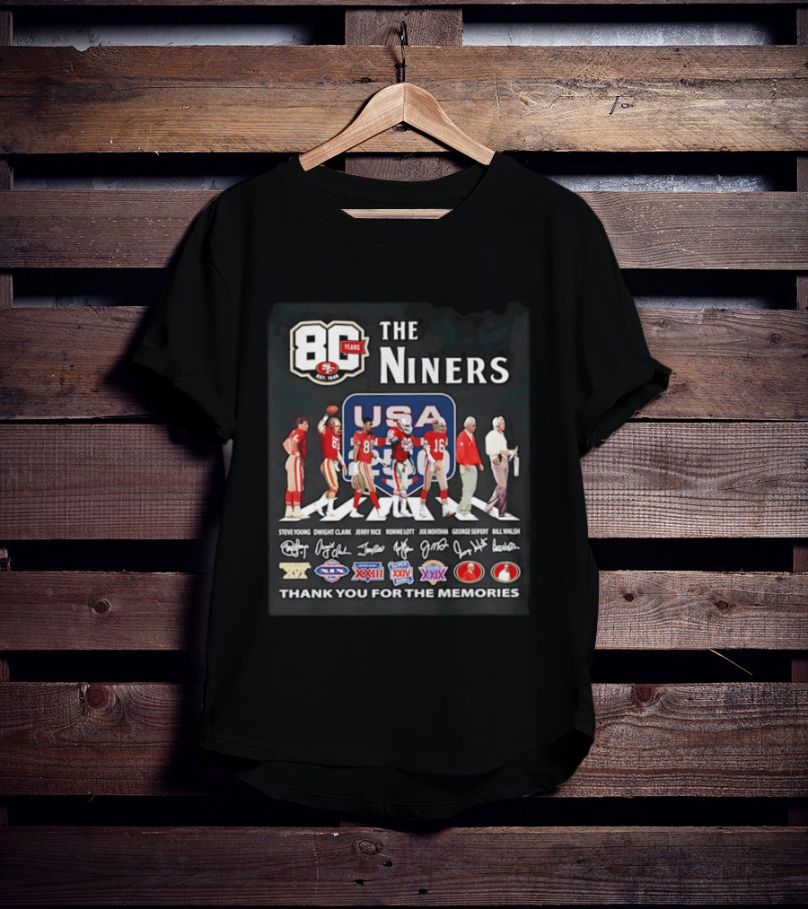San Francisco 49ers 80 Years The Niners USA Abbey Road Legends Thank You For The Memories T-Shirt