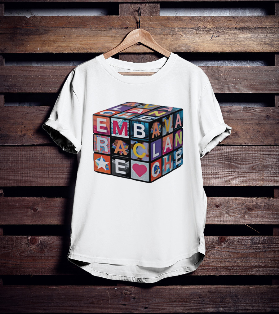 Avalanche Embrace Rubiks Cube Heart Star Colorful Letters T-Shirt