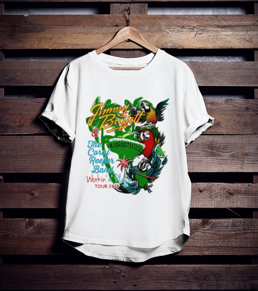Jimmy Buffett Margaritaville Workin' And Playin' Tour 2015 Coral Reefer Band T-Shirt