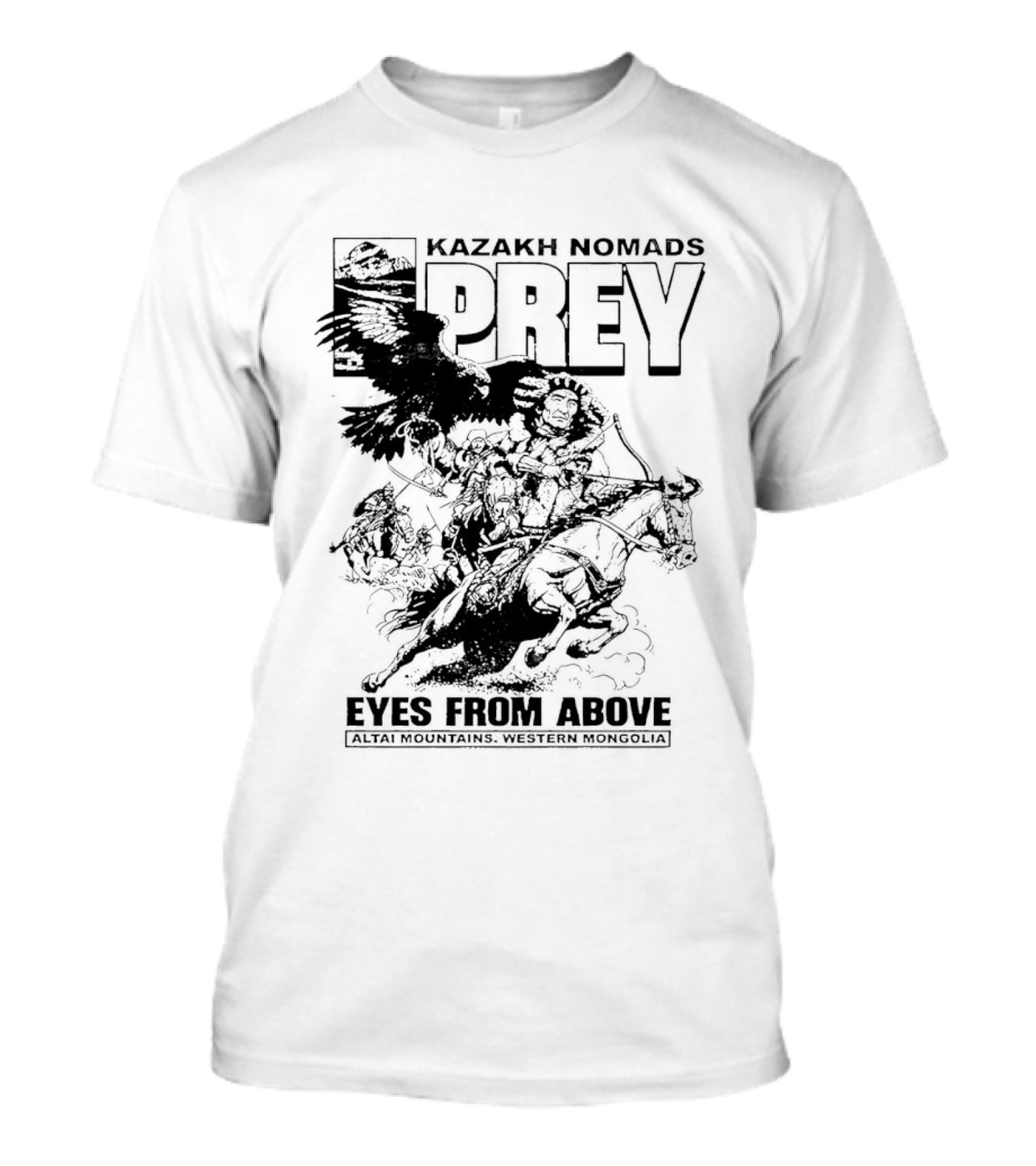 Kazakh Nomads Prey Altai Mountains Western Mongolia Eagle Rider T-Shirt