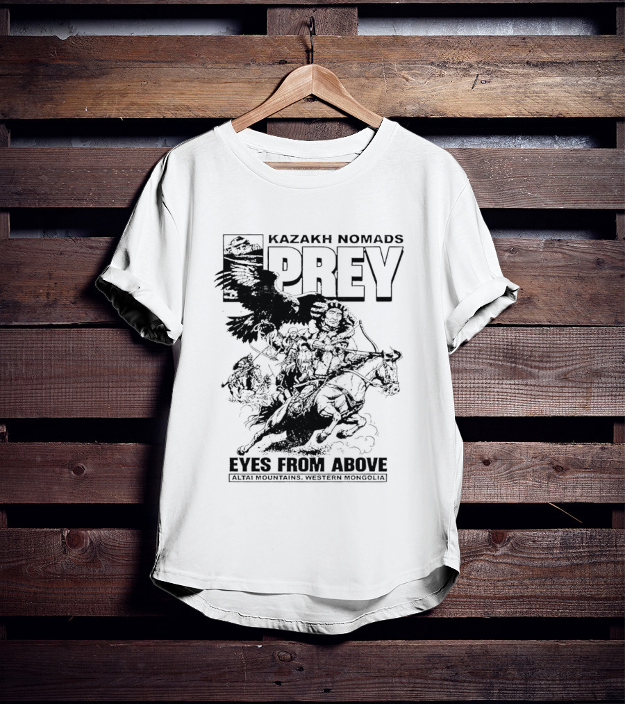 Kazakh Nomads Prey Altai Mountains Western Mongolia Eagle Rider T-Shirt
