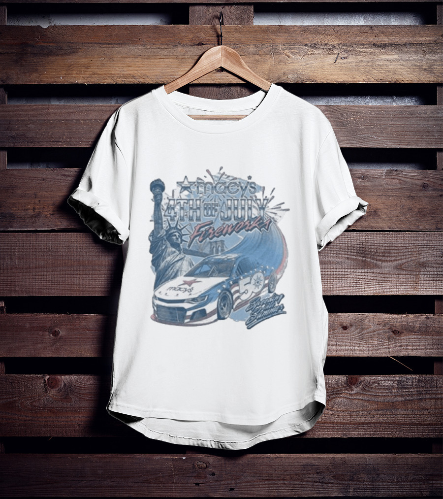 Macy's 4th Of July Fireworks 50 Statue Of Liberty And Race Car T-Shirt