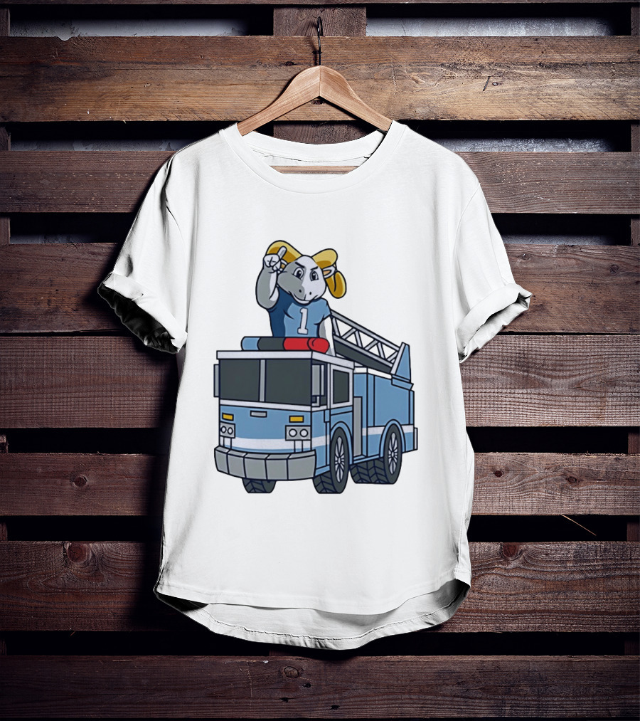 UNC Tar Heels Ram Mascot On Fire Truck Sports Team Merchandise T-Shirt