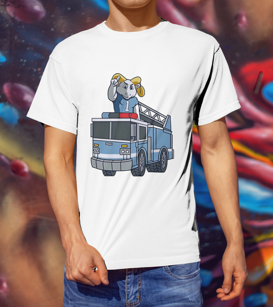 UNC Tar Heels Ram Mascot On Fire Truck Sports Team Merchandise T-Shirt