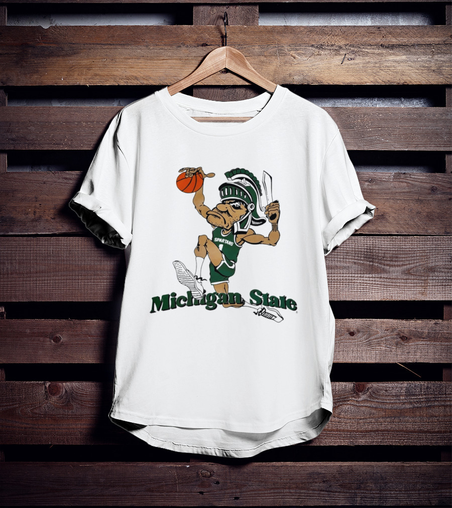 Michigan State Spartans Gruff Sparty Dunking Basketball T-Shirt