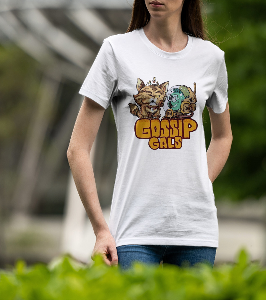 Gossip Gals Royal Cat With Crown And Fish In Astronaut Helmet T-Shirt