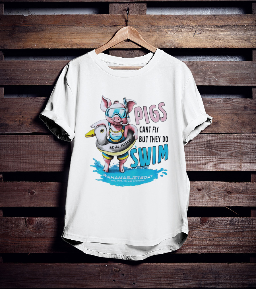 Pigs Fly Nassau Scuba Sand Sea Swim T-Shirt