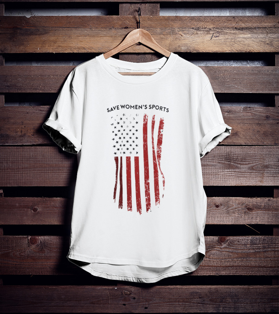 Save Women's Sports Red American Flag Stripes T-Shirt