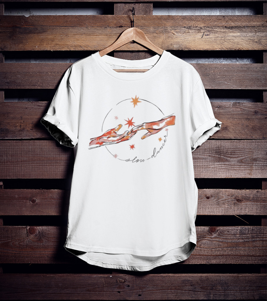 Slow Dancer Touching Hands With Celestial Stars Cosmic T-Shirt