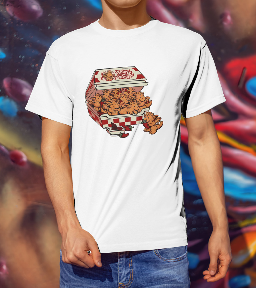 Spicy Wings Box Full Of Cute Dragons With Peppers And Hearts T-Shirt