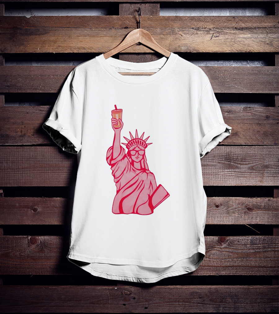 Statue Of Liberty Sunglasses Iced Drink T-Shirt