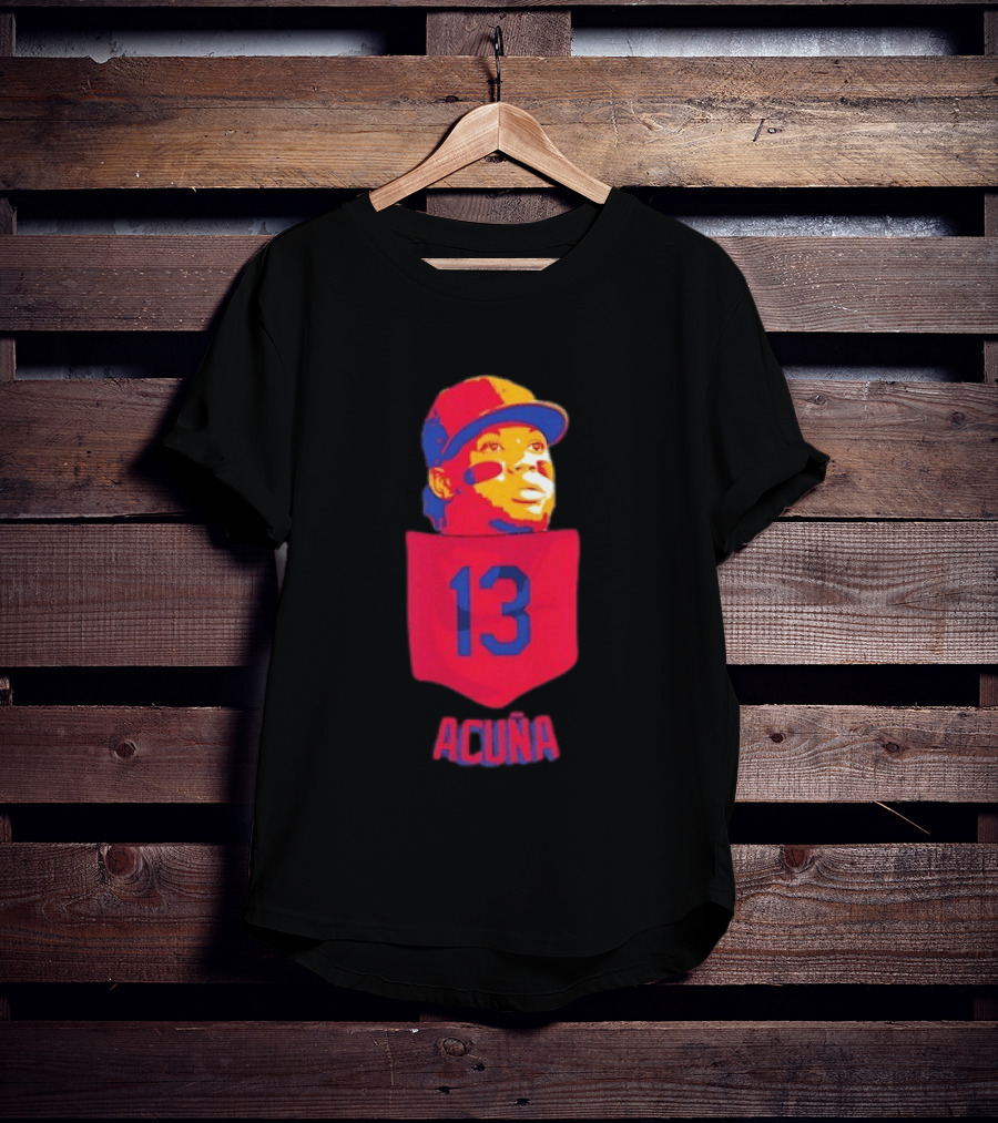 Ronald Acuna Jr 13 Atlanta Braves Baseball Player Pocket T-Shirt