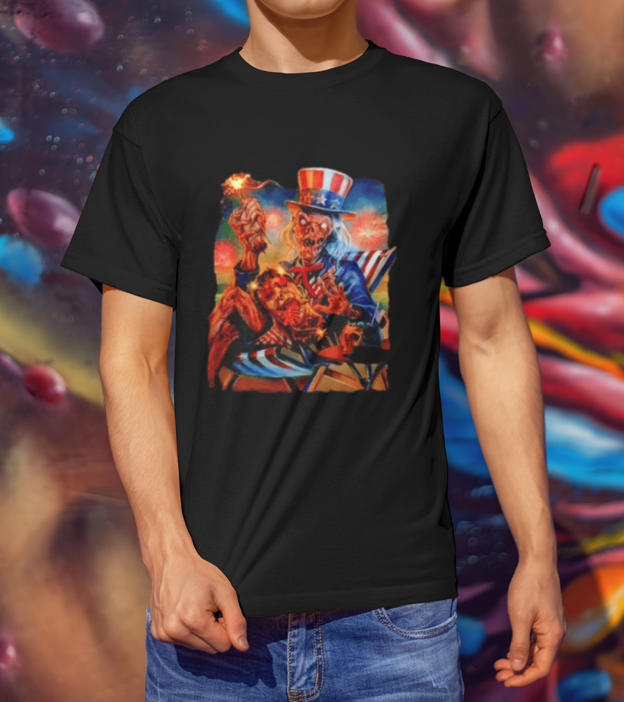 Crypt Keeper Uncle Sam 4th Of July Firework Spectacle T-Shirt