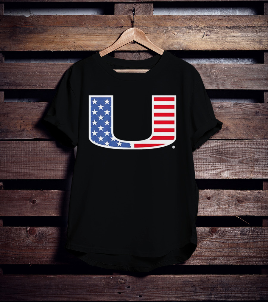 Miami Hurricanes USA Flag Stars Stripes Iconic Team T-Shirt