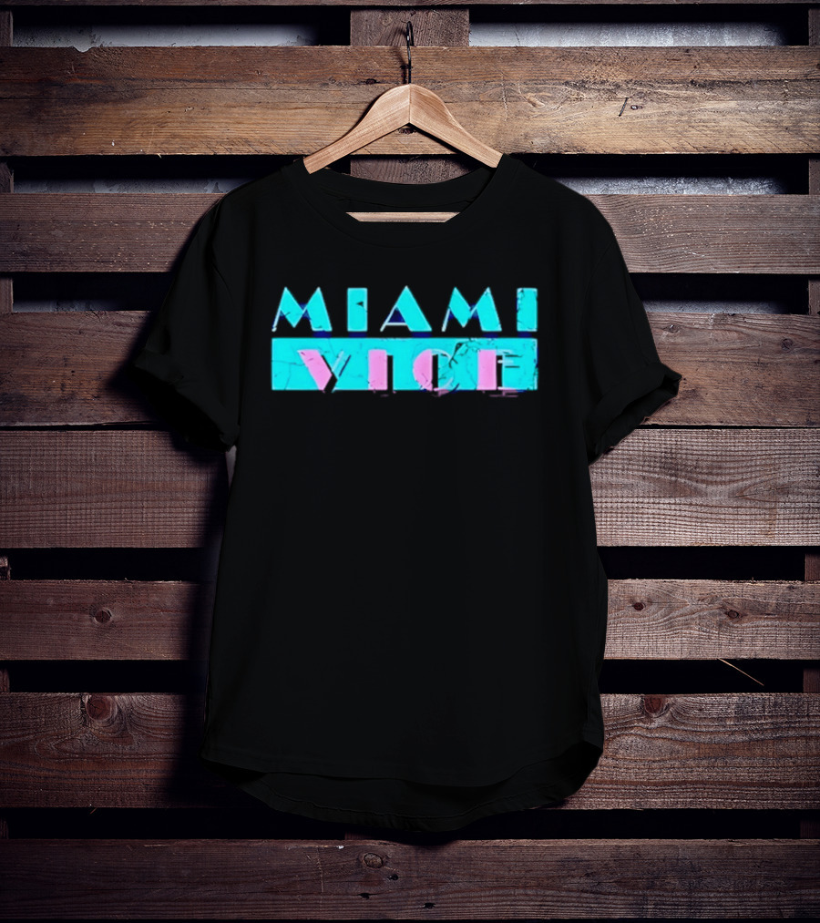 MIAMI VICE Retro Neon Blue Pink Aesthetic T-Shirt