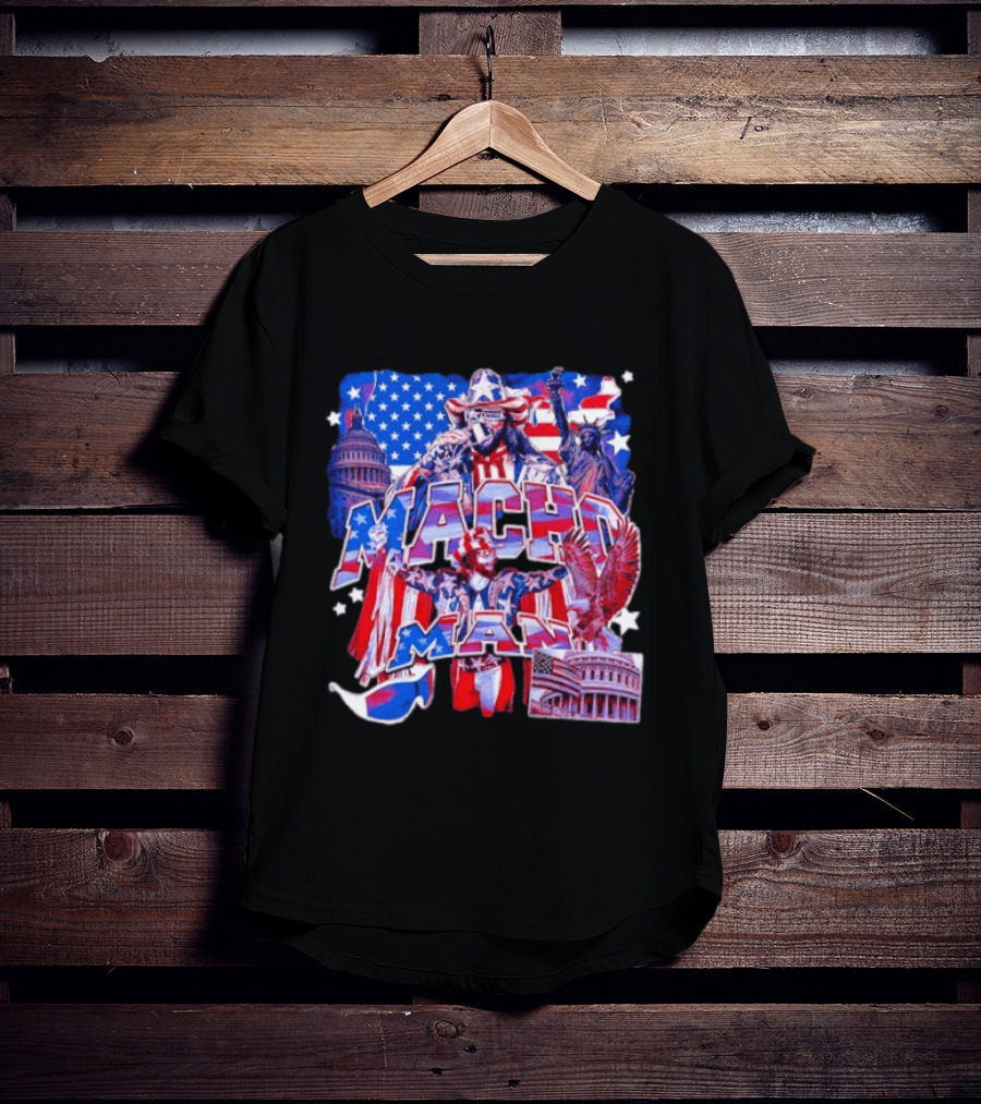 Macho Man America Independence Day Patriotic Retro USA T-Shirt