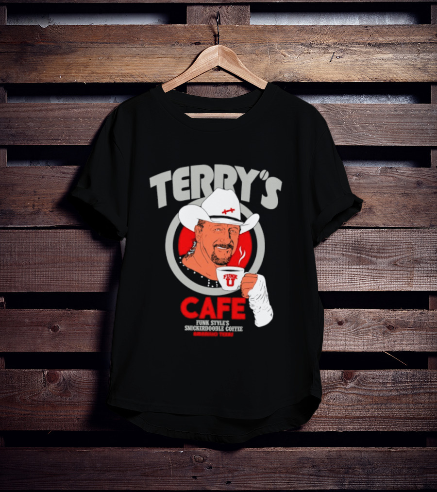 Terry's Cafe Terry Funk Funk U Coffee Cowboy Bandage T-Shirt