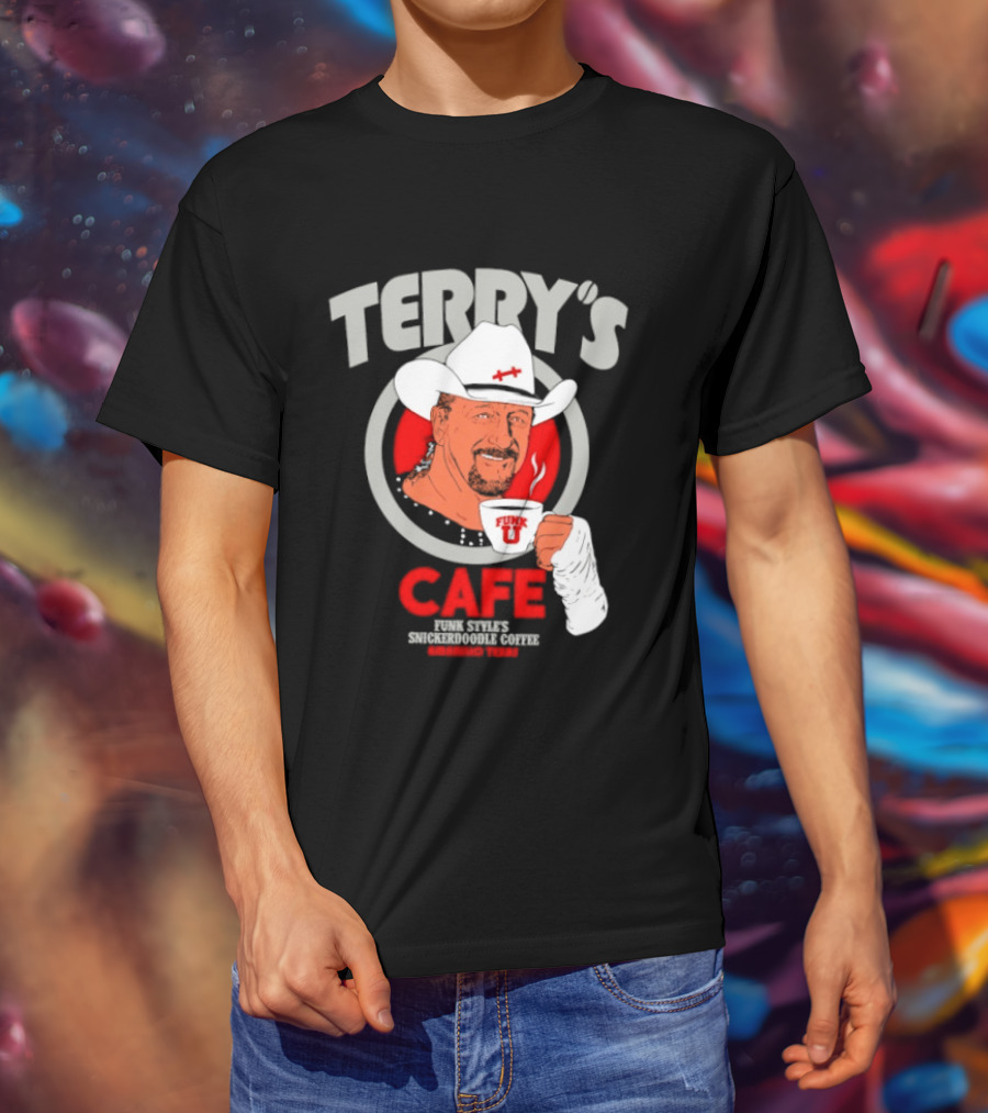 Terry's Cafe Terry Funk Funk U Coffee Cowboy Bandage T-Shirt