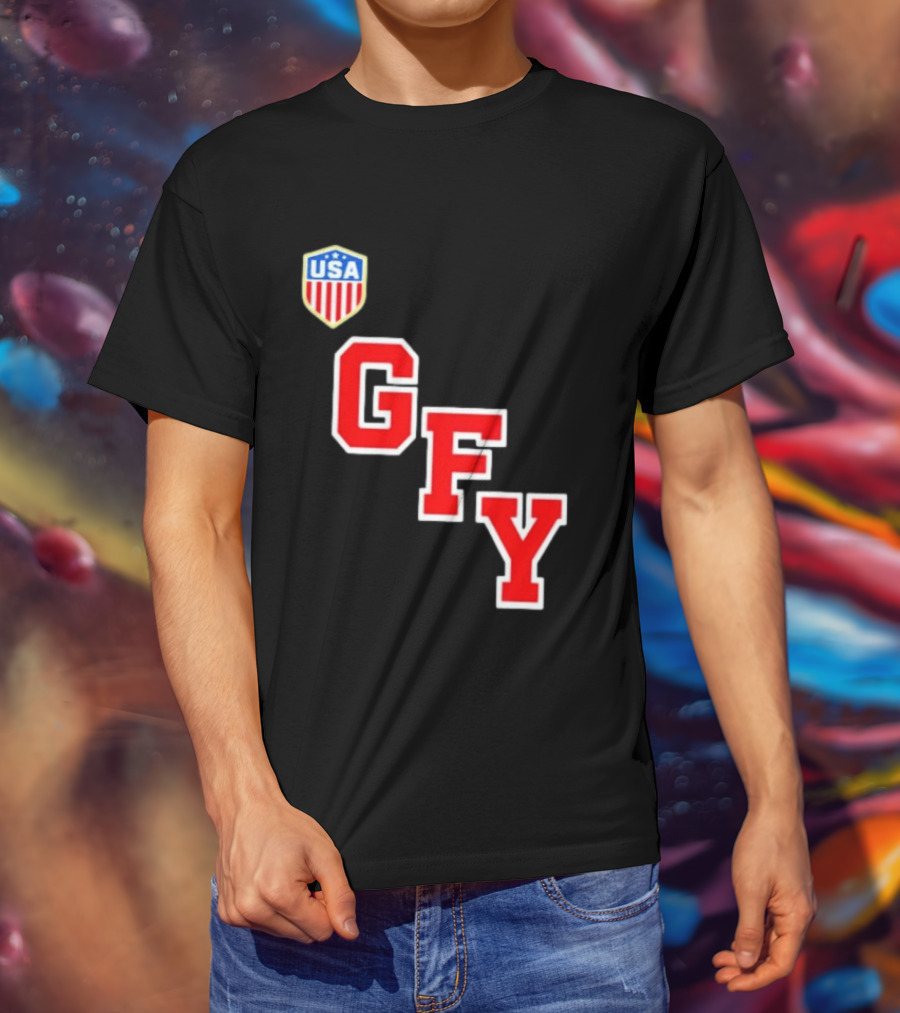 GFY USA Team Red Lettering And Shield T-Shirt