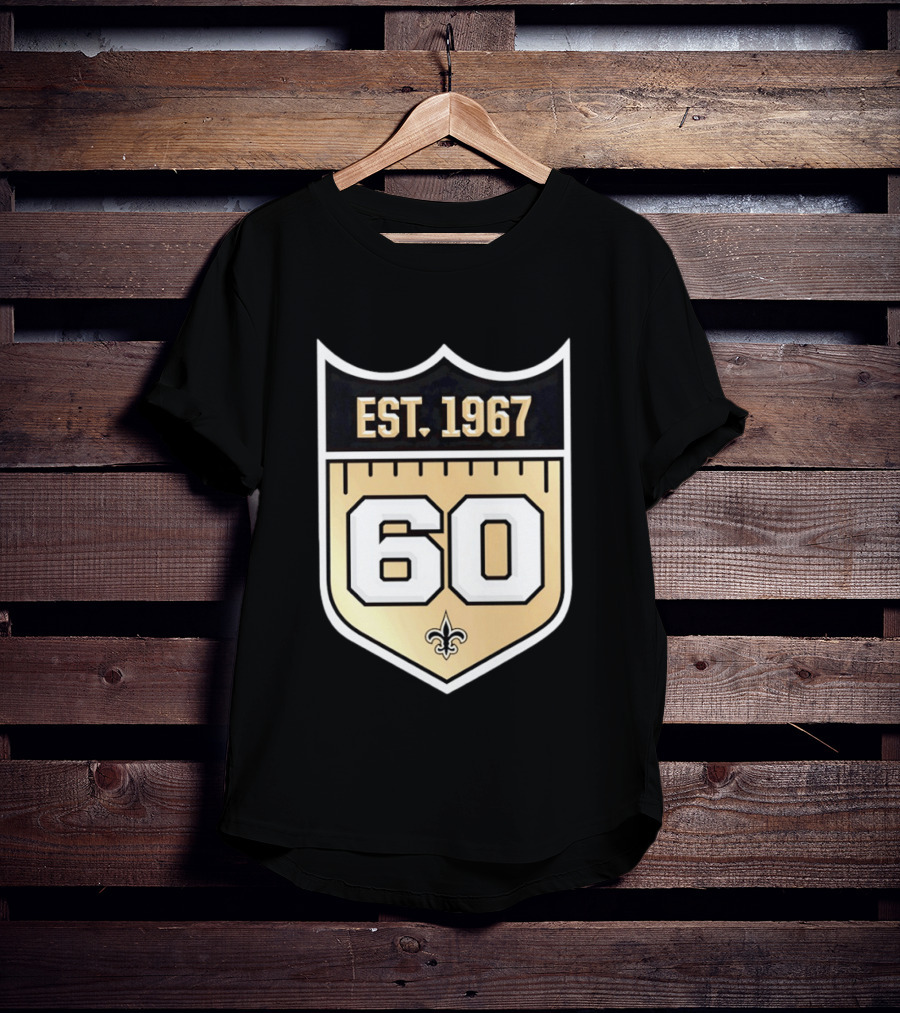 New Orleans Saints 60th Anniversary Est 1967 Fleur De Lis NFL Celebration T-Shirt