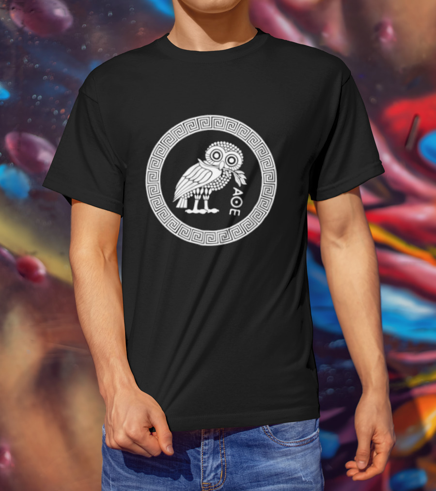 Owl Of Athena ΑΘΕ Symbol In Greek Circular T-Shirt