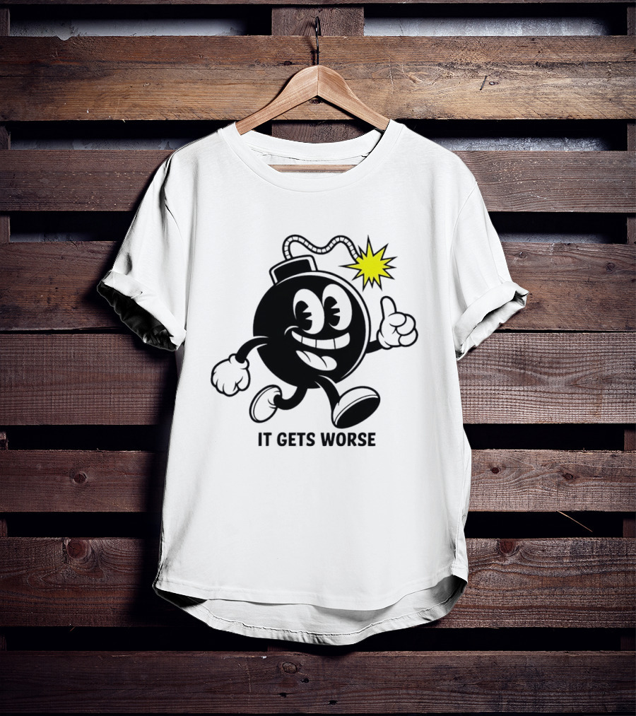 Bomb Walking Thumbs Up It Gets Worse Retro Cartoon T-Shirt