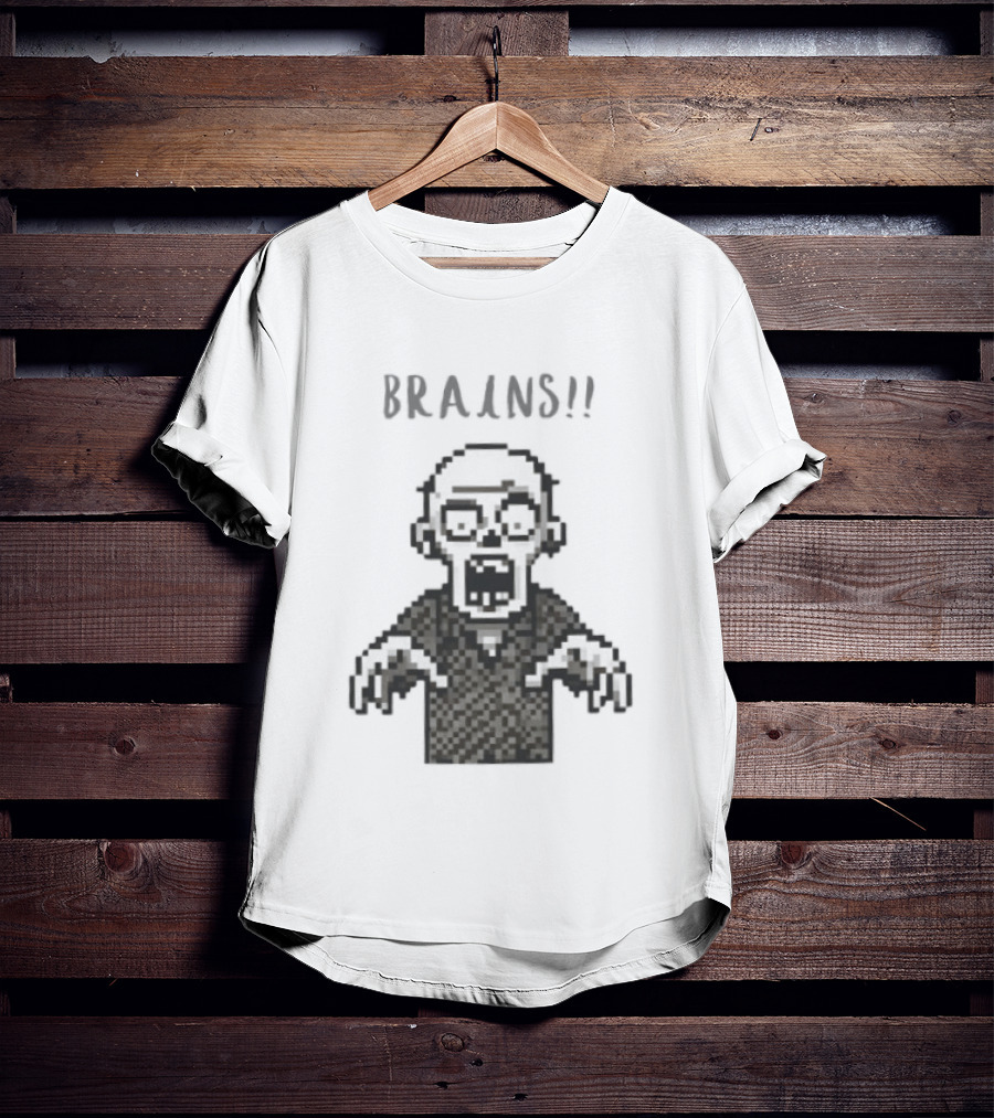 8 Bit Brains Pixel Zombie Undead Horror T-Shirt