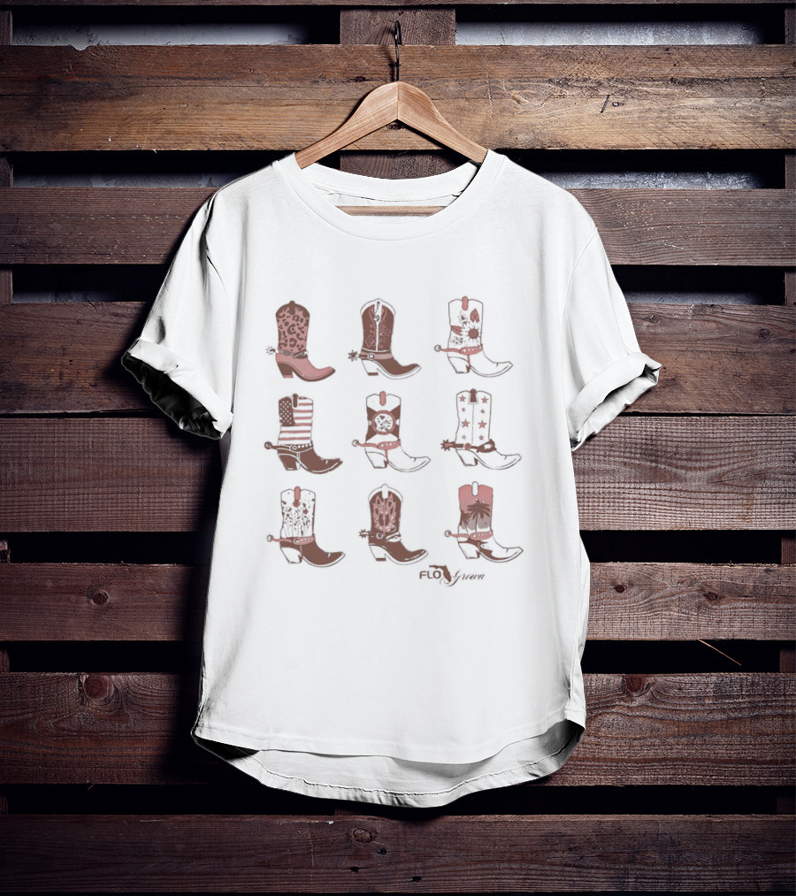 Cowboy Boots Collection FloGrown Classic Western Styles T-Shirt