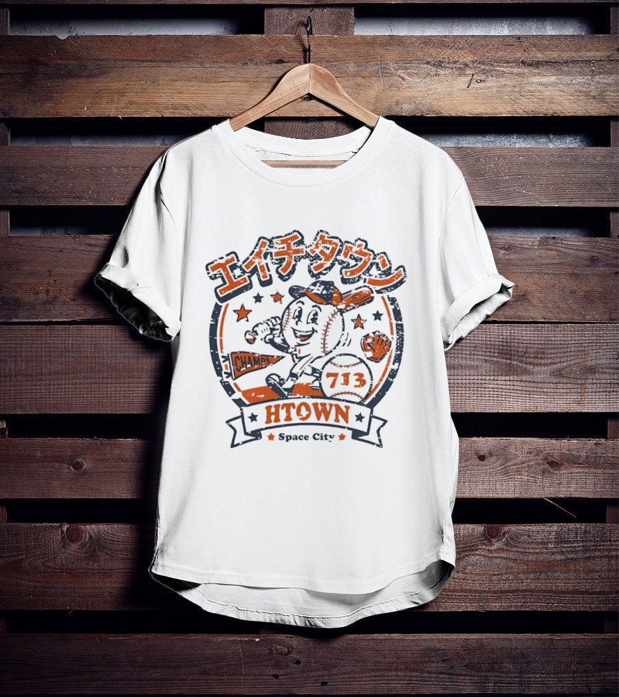 Htown Katakana Space City 713 Champs Baseball H Town Player T-Shirt