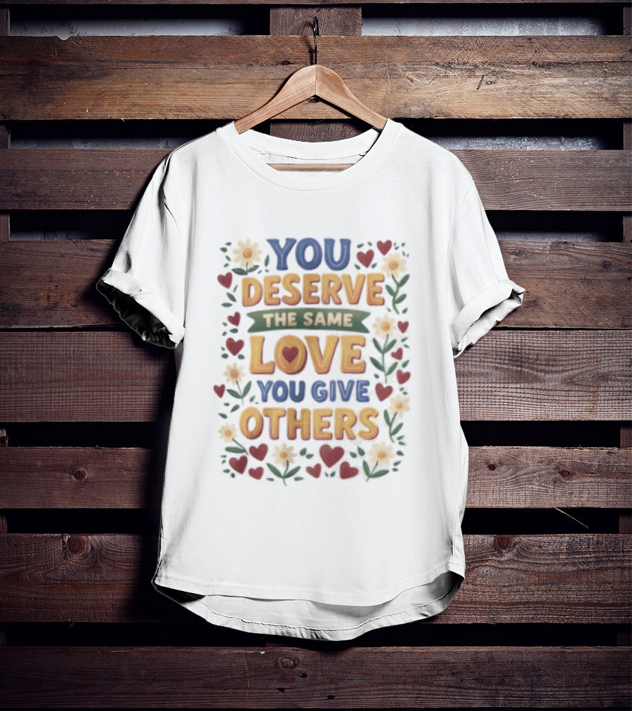 You Deserve The Same Love You Give Others Floral Heart Flower T-Shirt