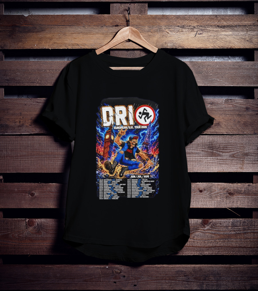 DRI European UK Tour 2026 Dirty Rotten Imbeciles Iconic Punk Artwork London Paris Venues Dates T-Shirt