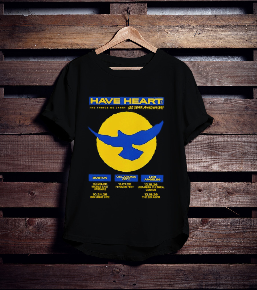 Have Heart The Things We Carry 20 Year Anniversary Tour Boston Philadelphia Los Angeles Bird T-Shirt