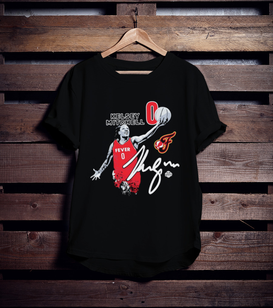Kelsey Mitchell Indiana Fever 0 WNBA Player Signature T-Shirt