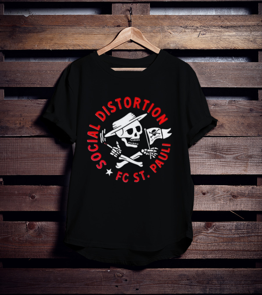 Social Distortion FC St Pauli Punk Rock Skull And Crossbones With Flag T-Shirt