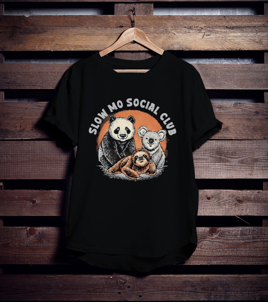 Panda Koala Sloth Slow Mo Social Club Fun Animal Trio T-Shirt