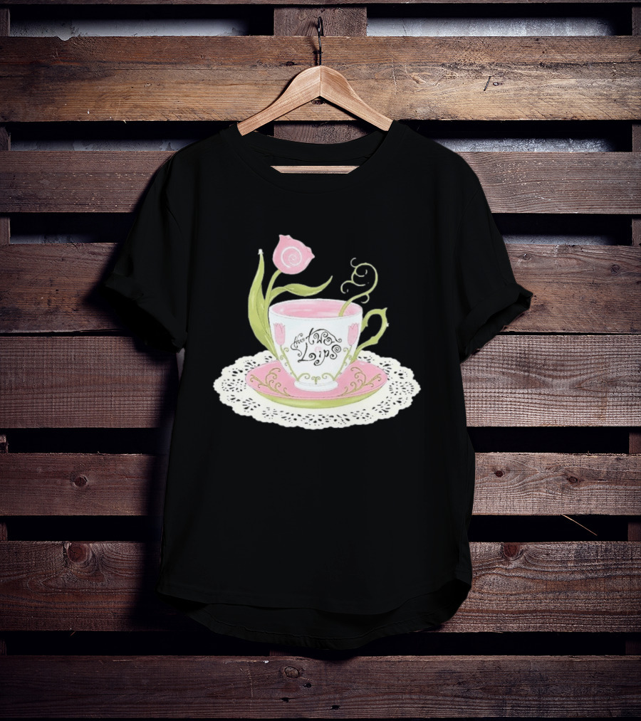 The Two Lips Teacup Floral Saucer Lace Doily T-Shirt