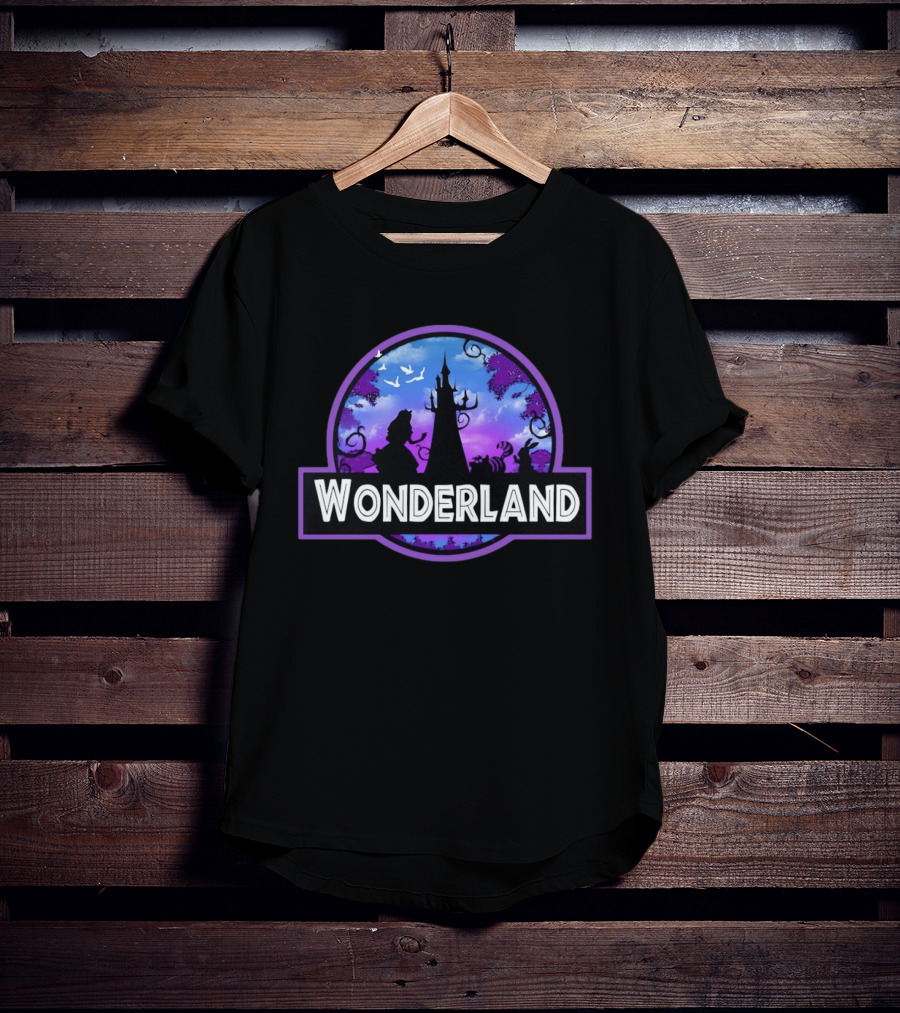 Alice Wonderland Adventure Silhouette Tower Fantasy Scene T-Shirt
