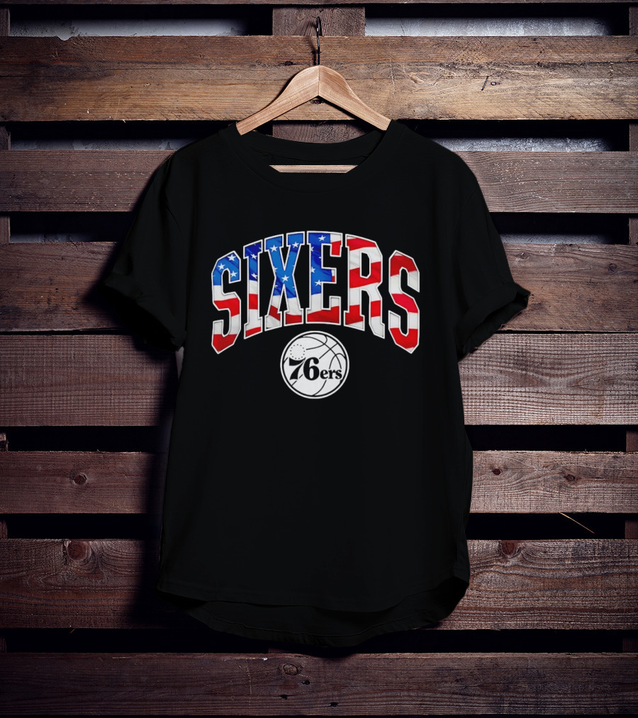 Philadelphia 76ers Sixers American Flag NBA Basketball T-Shirt