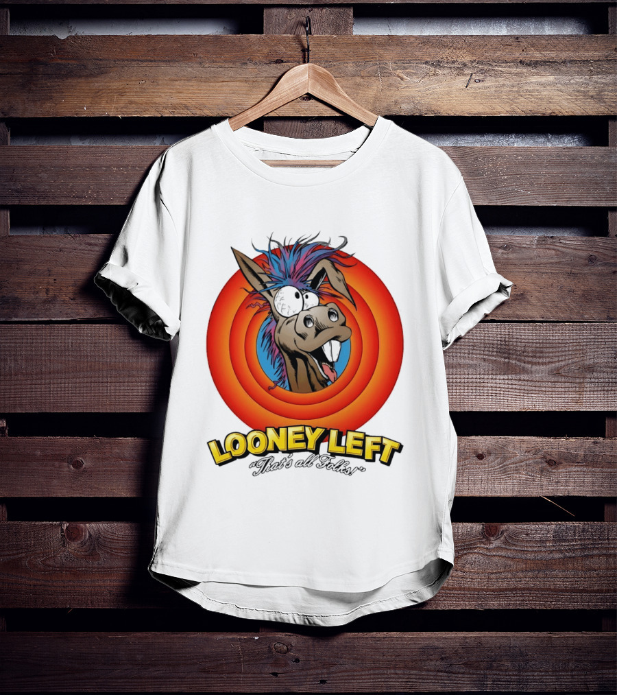 Looney Left That's All Folks Crazy Donkey Cartoon T-Shirt