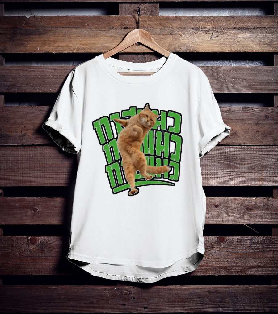 Cat Martial Arts Dance Hebrew T-Shirt