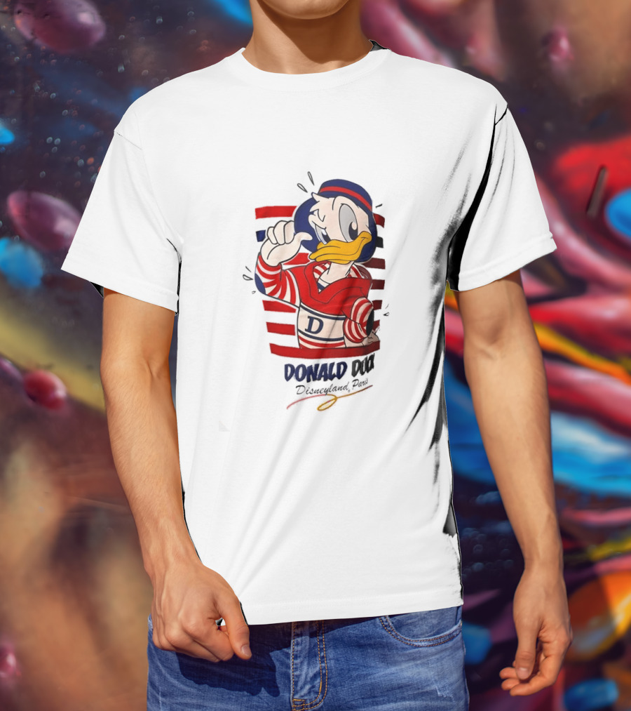 Donald Duck Disneyland Paris Red And White Striped Outfit T-Shirt