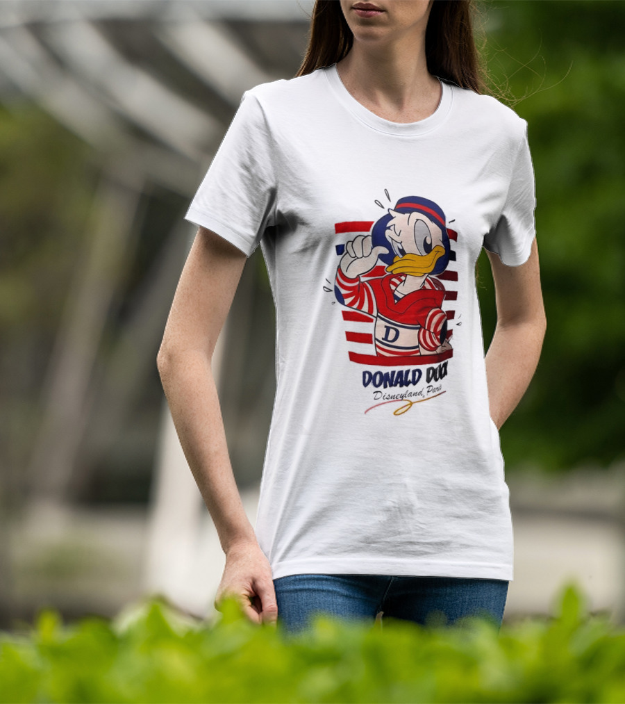Donald Duck Disneyland Paris Red And White Striped Outfit T-Shirt