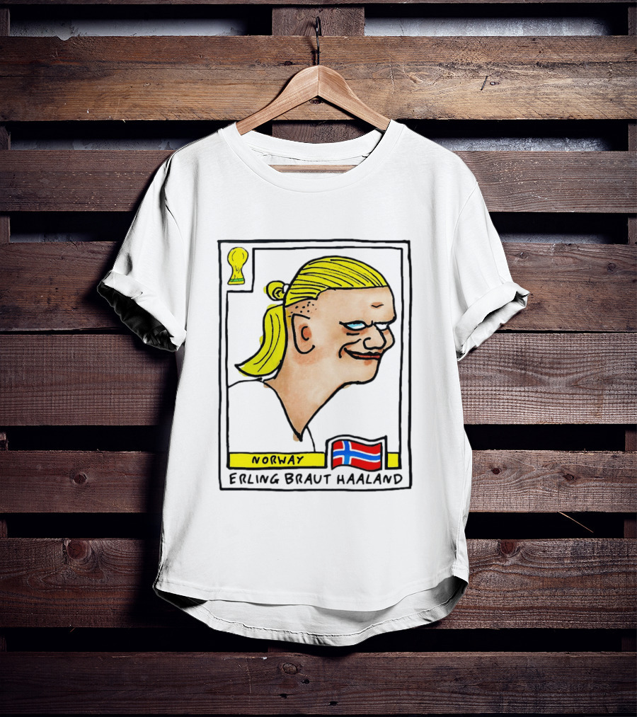 Norway Erling Braut Haaland Caricature Football Trading Card T-Shirt